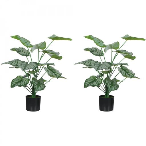 Plantas Artificiales Decorativas 65 cm Plantas Artificiales con Maceta y Hojas para Interior Verde [8]