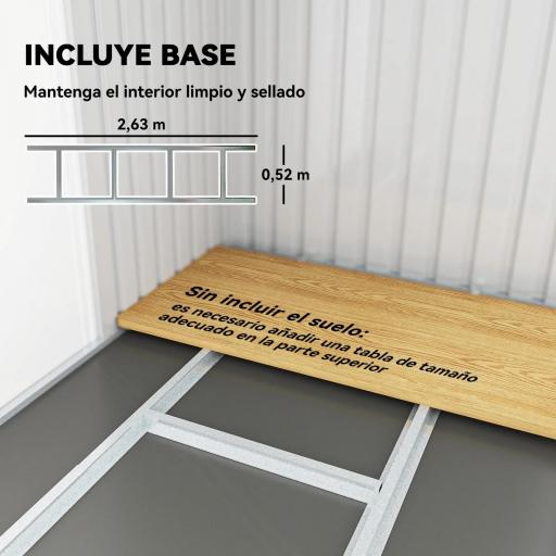 Caseta de Exterior 280x130x172 cm Cobertizo de Jardín con Puertas Correderas Base y Ventilaciones Verde Claro [5]