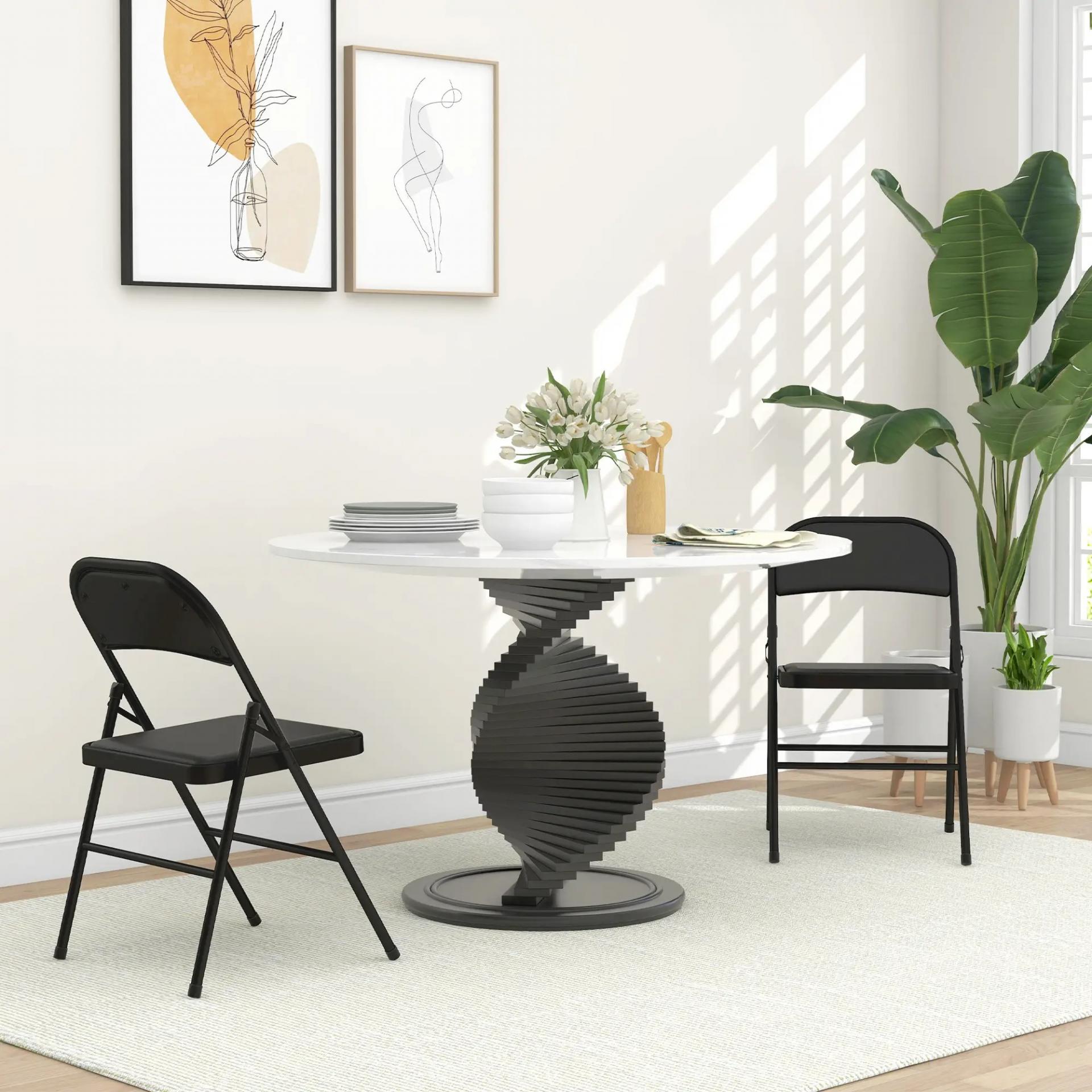 Juego de 2 Sillas Abatibles con Respaldo y Estructura de Acero para Oficina Estudio 45x46x78 cm Negro