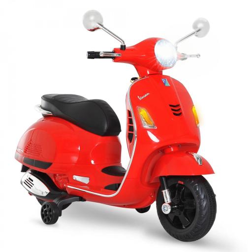 Moto Eléctrica Infantil Coche Triciclo Vespa Scooter Eléctrico a Batería con Luz MP3 USB Bocina para Niños Más de 3 Años Carga 25kg Rojo [7]