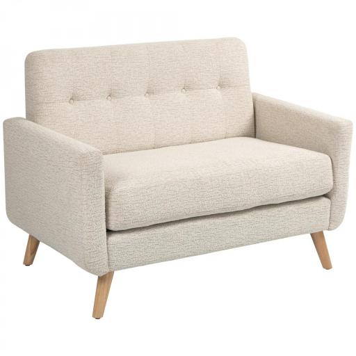 Sofá de 2 Plazas Moderno con Reposabrazos y Patas de Madera Carga 240 kg para Dormitorio Oficina 114x71x82 cm Beige [3]