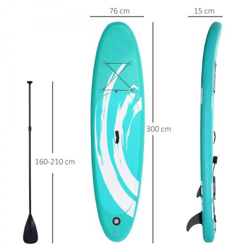 Tabla de Paddle Surf Hinchable 300x76x15 cm Tabla de Stand Up Paddling Inflable con Remo Ajustable Aletas Cubierta Antideslizante Bomba y Bolsa de Transporte Azul [1]