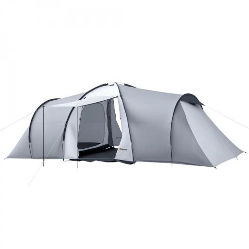 Tienda de Campaña Familiar para 4-6 Personas con 2 Ventanas y Bolsa de Transporte Impermeable Anti-UV 590x245x193cm Gris [9]