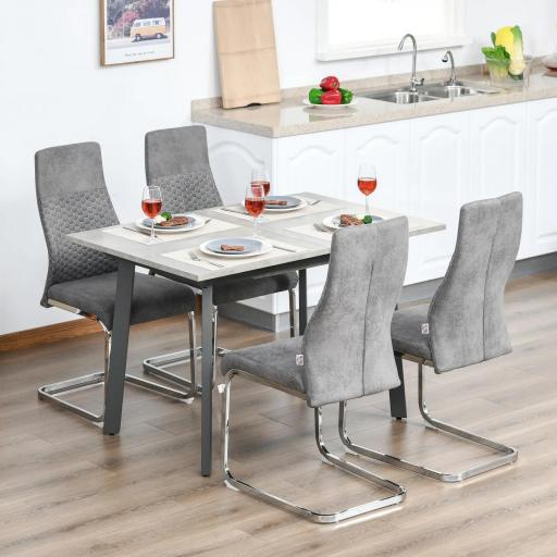  Set de 4 Sillas de Comedor Sillas de Cocina Tejido de Microfibra con Asiento Acolchado y Patas de Metal 45x61x98 cm Gris [3]