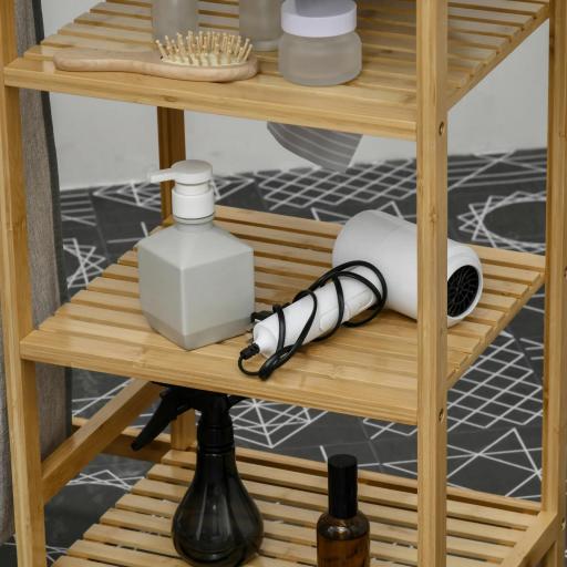 Cesto de Ropa Sucia 57,4L con Tabla de Planchar Soporte para Plancha 3 Estantes y Bolsa Extraíble 113x34x82 cm Natural [5]