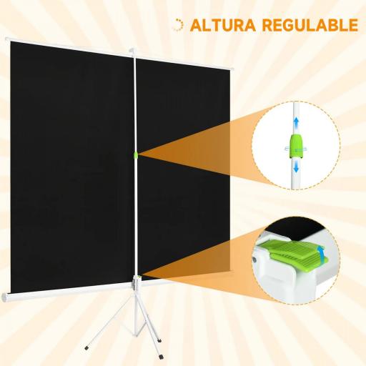 Pantalla de Proyector Manual 120 Pulgadas Pantalla de Proyección Formato 4:3 con Altura Ajustable 244x183 cm Blanco [3]