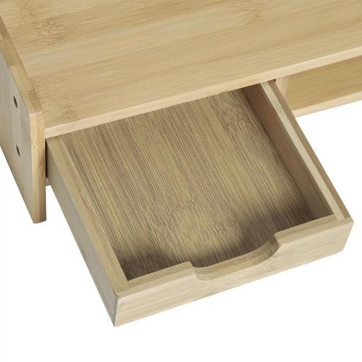 Soporte para Monitor de Bambú Organizador de Escritorio para Ordenador Portátil 49x25,5x11,5 cm Natural [6]