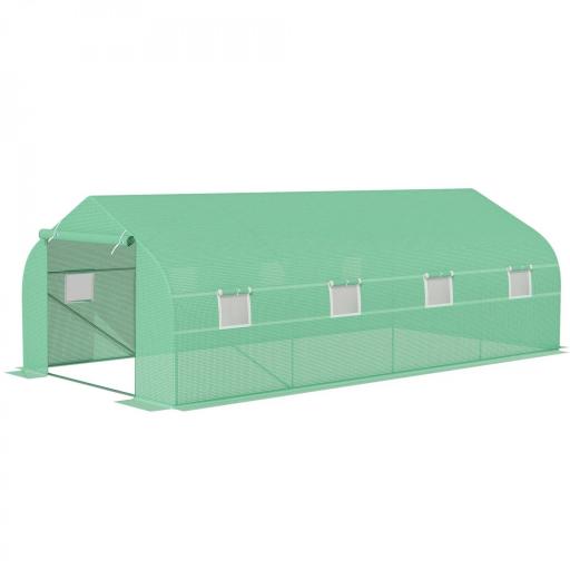 Invernadero Tipo Caseta de Jardín o Terraza 6x3x2 m para Cultivo de Plantas y Semillas Color Verde [9]