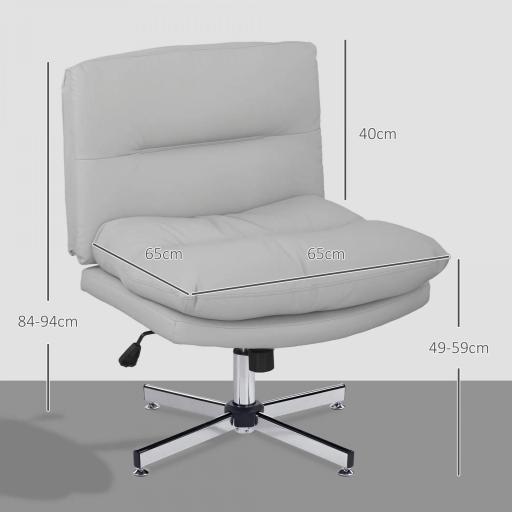 Silla de Oficina sin Brazos con Altura Ajustable Función de Basculante Base Cruzada y Asiento Amplio Gris [1]