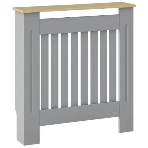 Cubreradiador de MDF Cubierta para Radiador para Salón Dormitorio Pasillo 78x19x83 cm Gris y Roble [10]