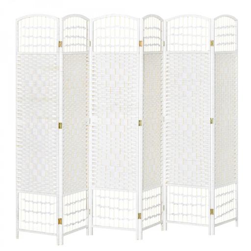 Biombo de 6 Paneles Separador de Ambientes Plegable de Fibra de Papel para Dormitorio Salón 242x170 cm Blanco [2]