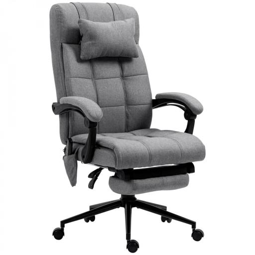 Silla de Masaje Reclinable con 6 Puntos de Masaje y 5 Modos Función de Calefacción Ajustable 66x76x112-120 cm Gris [9]