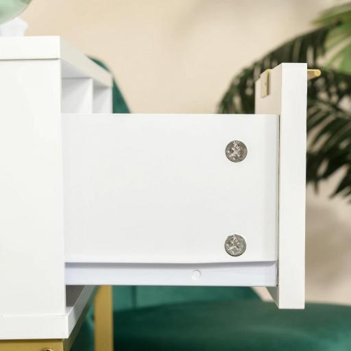 Consola para Recibidor Mueble para Recibidor Estilo Moderno con Cajón y Estante Abierto para Entrada Pasillo 80x30x80,5 cm Blanco y Dorado [6]