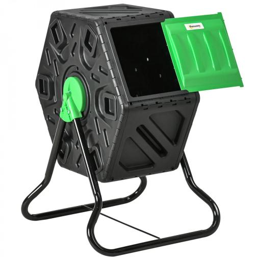 Compostador Giratorio 65L con Sistema de Ventilación y Base de Acero para Compostaje de Residuos Orgánicos 60x49x77 cm [8]