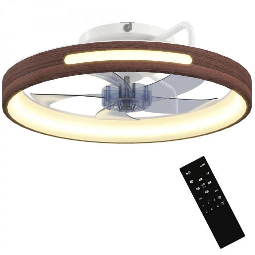 Ventilador de Techo con Luz LED 40 W Motor DC Reversible Mando a Distancia 6 Velocidades 3 Colores Temporizador Teca [6]