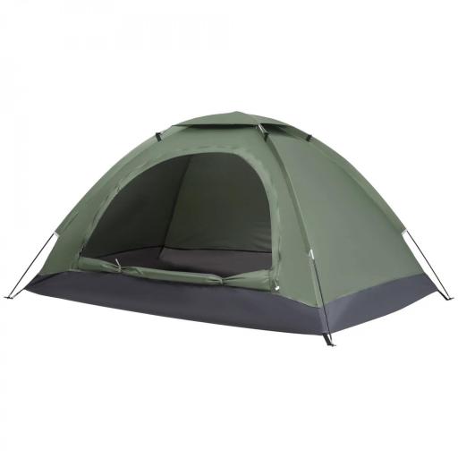 Tienda de Camping Plegable con 2 Ventanas de Malla Bolsa de Transporte y Marco de Fibra de Vidrio 206x152x110 cm Verde [8]