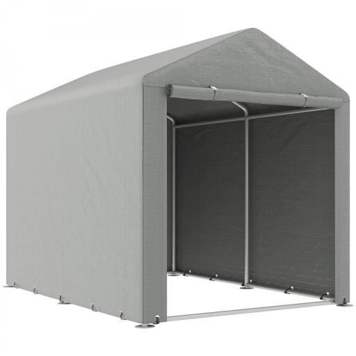 Carpa de Jardín para Bicicletas 1,6x2,2x1,7 m con 2 Habitaciones Puerta con Cremallera Impermeable Anti-UV Gris Claro [7]