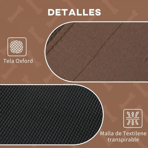 Cama Elevada para Mascotas con Toldo Extraíble Tela Transpirable para Interior y Exterior 92x76x90 cm Marrón [4]
