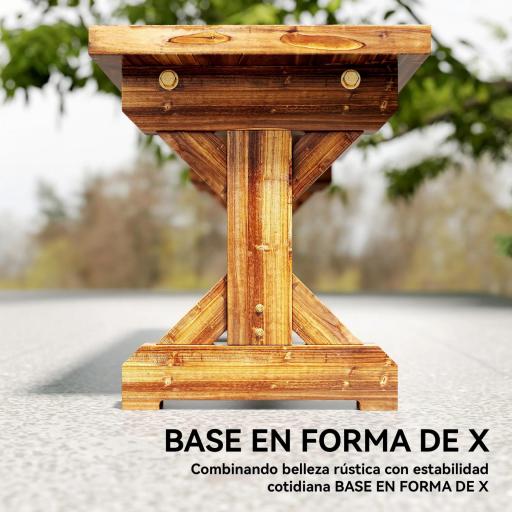 Banco de Jardín de Madera Banco Rústico Exterior de 2 Plazas con Base en Forma de X Carga 240kg 114x40x46cm Carbonizado [5]