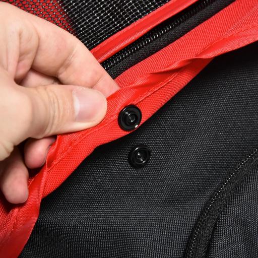 Carrito para Perros con 3 Ruedas Ventanas de Malla Cesta de Almacenaje y Correas de Seguridad 109,5x57,5x106,5 cm Rojo [7]