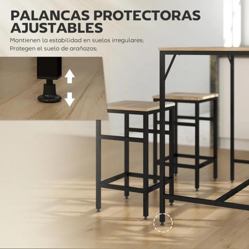 Set de Mesa Bar y 4 Taburetes Muebles Altos con Mesa de 100x60x88 cm y Taburetes de 32x32x57 cm Negro y Roble [5]
