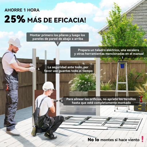 Cobertizo de Jardín Exterior 4,4 m² 240x206x198 cm con Base Puerta Corredera y Cerradura Armario para Jardín Teca [2]