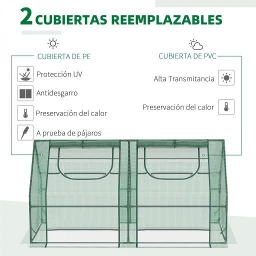 Invernadero de Exterior con Cubierta Doble Ventanas y Marco de Acero para Cultivar Plantas Flores 180x90x90 cm Verde [4]
