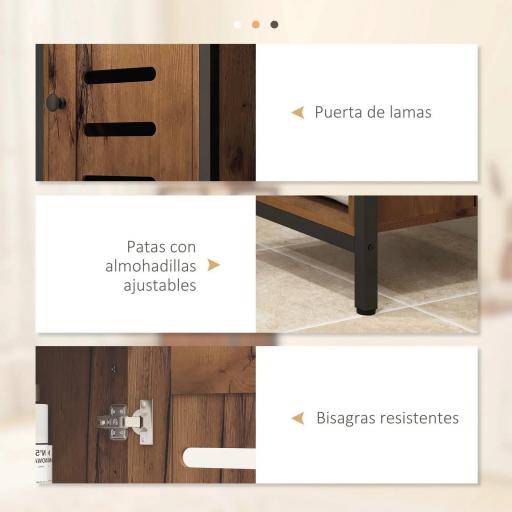 Columna de Baño Estrecha con Puerta de Lamas Estantes Ajustables Compartimentos Abiertos 37x30x167 cm Marrón Rústico [7]