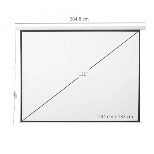 Pantalla de Proyección Eléctrica 120 Pulgadas Formato 4:3 con Mando a Distancia 244x183 cm Blanco [7]