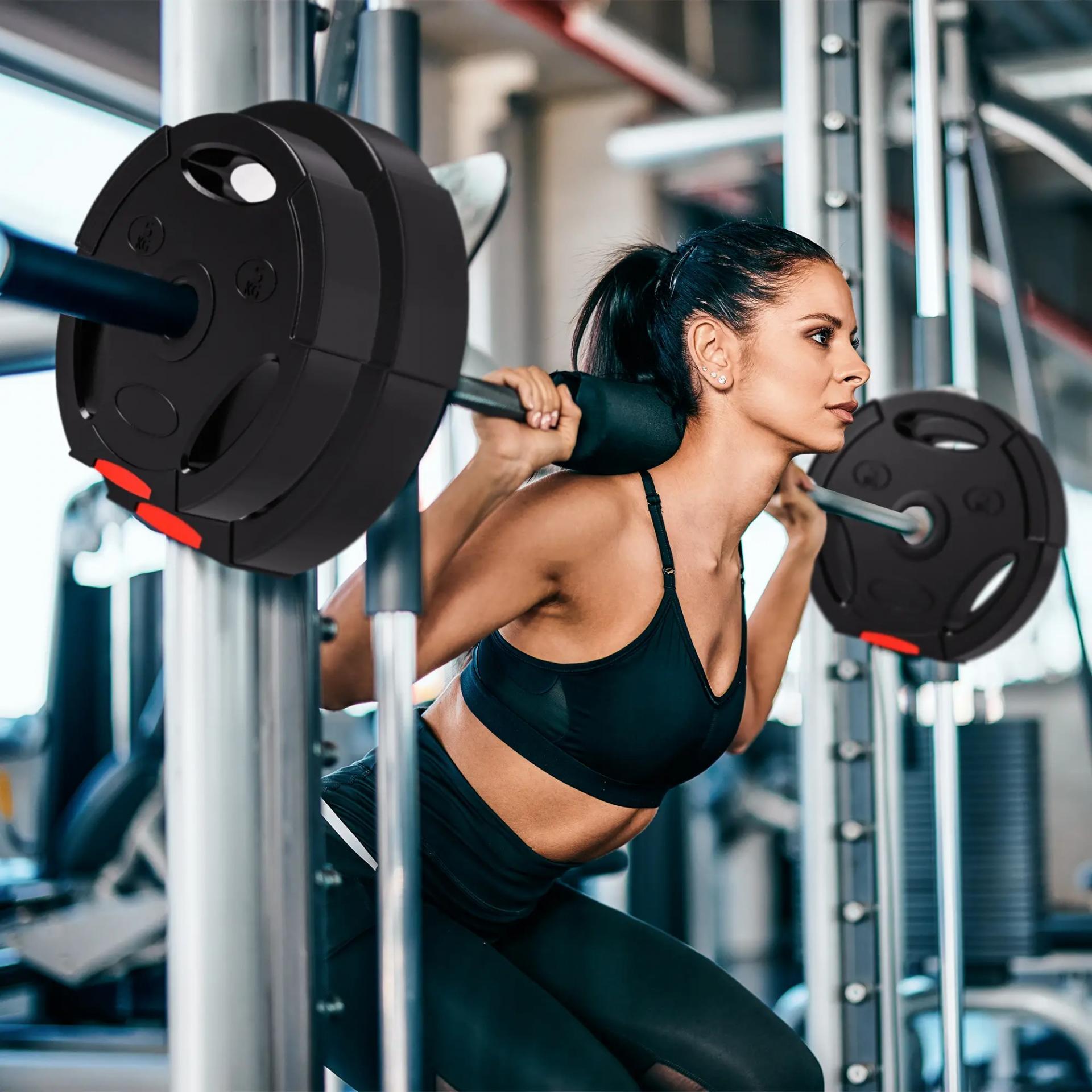 Juego de Discos Pesas de 4 Piezas 2x5 kg 2x7,5 kg con Orificios de 2,5 cm para Entrenamiento Fitness en Hogar Negro