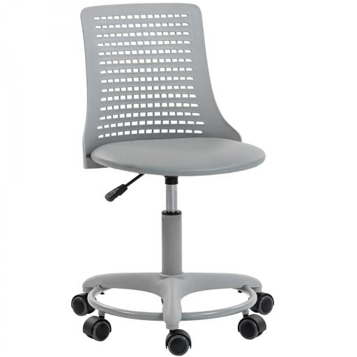 Silla de Escritorio sin Brazos Silla de Oficina Giratoria con Respaldo Hueco Altura Ajustable Gris [9]