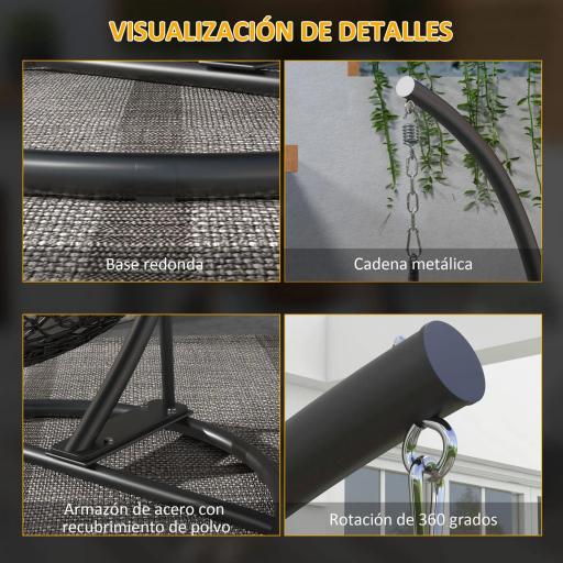 Soporte para Silla Colgante con Base Estable Marco de Silla de Metal Soporte para Silla Columpio Ø102x195 cm Negro [5]