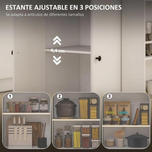 Isla de Cocina con 2 Puertas Cajón Especiero de 3 Niveles Toallero y Estante Ajustable 82x38x86,5 cm Blanco [7]