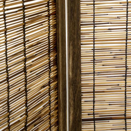 Biombo de 4 Paneles Plegable 160x1,8x170 cm Separador de Ambientes de Madera y Carrizo Natural [6]