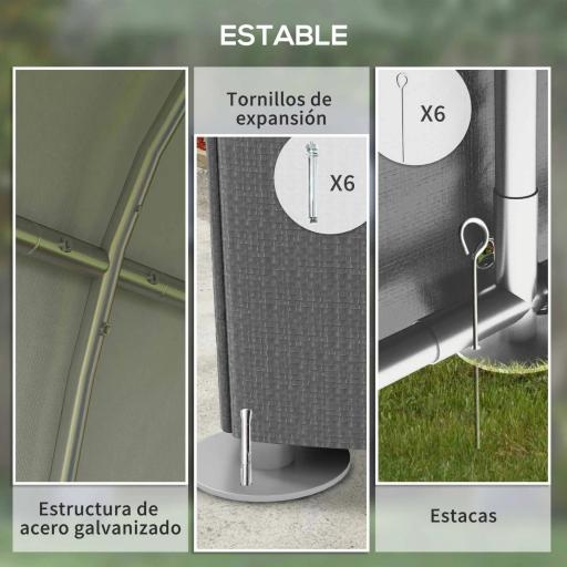 Carpa para Bicicletas y Motos 1,2x1,8x1,65 m con 2 Habitaciones Puerta con Cremallera Impermeable Anti-UV Gris Oscuro [8]