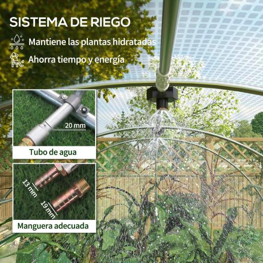 Invernadero de Túnel 6x3x2 m con Sistema de Riego Integrado 12 Ventanas con Malla y 1 Puerta Enrollable Verde [6]