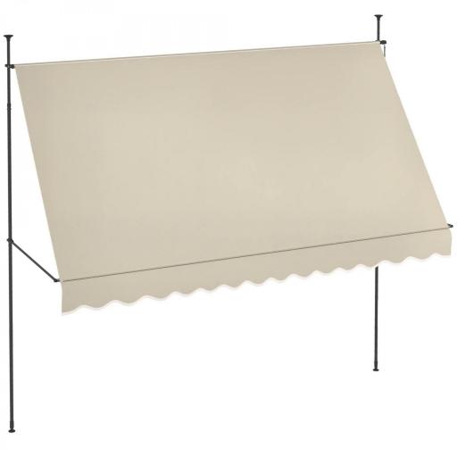 Toldo Manual Retráctil con Manivela 350x120x210-300 cm con Altura Ajustable Impermeable y Anti-UV Arena [9]