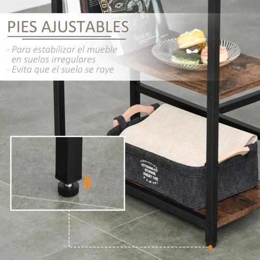 Set de Mesa de Bar y 2 Taburetes con Reposapiés y Estantes de 3 Niveles Almohadillas 109x60x100 cm Marrón Rústico [9]