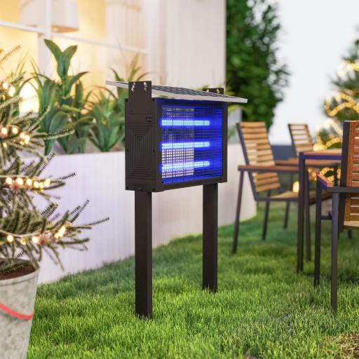 Lámpara Antimosquitos Eléctrica con Luces LED 25W para Exterior Efecto 200 m² con Soporte 51,5x35x93,5 cm Negro [2]