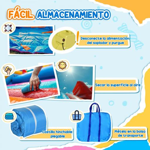 Castillo Inflable para Niños +3 Años con Tobogán Trampolín Piscina y Bolsa de Transporte 330x245x215 cm Multicolor [3]