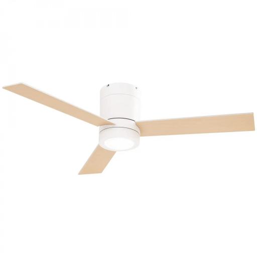Ventilador de Techo Motor AC 48W con Luz LED Mando a Distancia 3 Velocidades y 3 Aspas de Madera Ø112x25 cm Blanco [3]