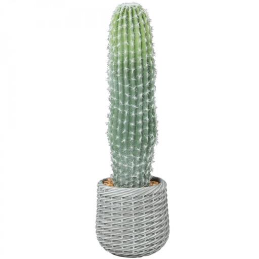 Cactus Artificial 66 cm, Planta Artificial Decorativa con Maceta para Decoración del Interior Verde [8]