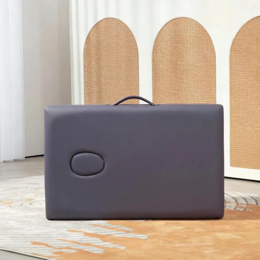Camilla de Masaje Plegable con Marco de Madera con Altura Regulable y Bolsa de Transporte 186x60x58-81 cm Púrpura [9]