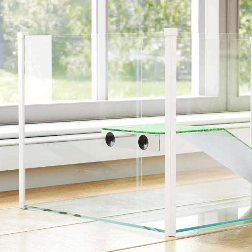 Acuario para Tortugas Terrario de Tortugas con Plataforma Rampa y Vista Panorámica 360° 60x35x28 cm Blanco [6]