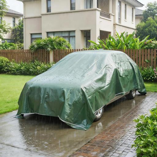 Lona Impermeable Exterior 4x6 m Toldo PE 90 g/m² Protección UV con Ojales Reforzados para Leña Muebles de Jardín Verde