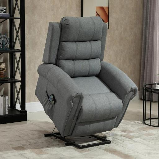 Sillón Relax Reclinable Eléctrico Levanta Personas con Masaje Vibratorio y Calor Control Remoto Gris