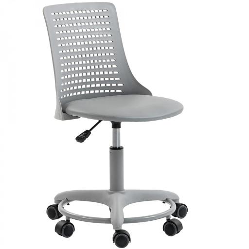 Silla de Escritorio sin Brazos Silla de Oficina Giratoria con Respaldo Hueco Altura Ajustable Gris [8]