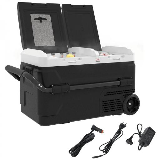 Nevera Portátil 40L con Doble Zona Refrigerador de Coche -20℃-20℃ 12/24V DC y 100-240V AC 80x47,5x46,6cm Negro [9]