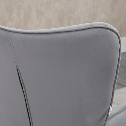 Butaca de Salón Sillón Individual Tapizado en Terciopelo con Respaldo Alto Estilo Moderno 68x72x103 cm Gris Claro [6]