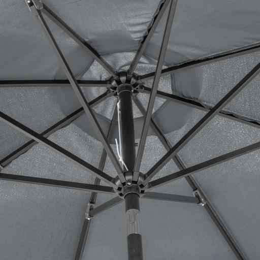 Sombrilla de Jardín con Manivela y Techo Inclinable y para Patio Terraza Exterior Ø300x252 cm Gris [7]